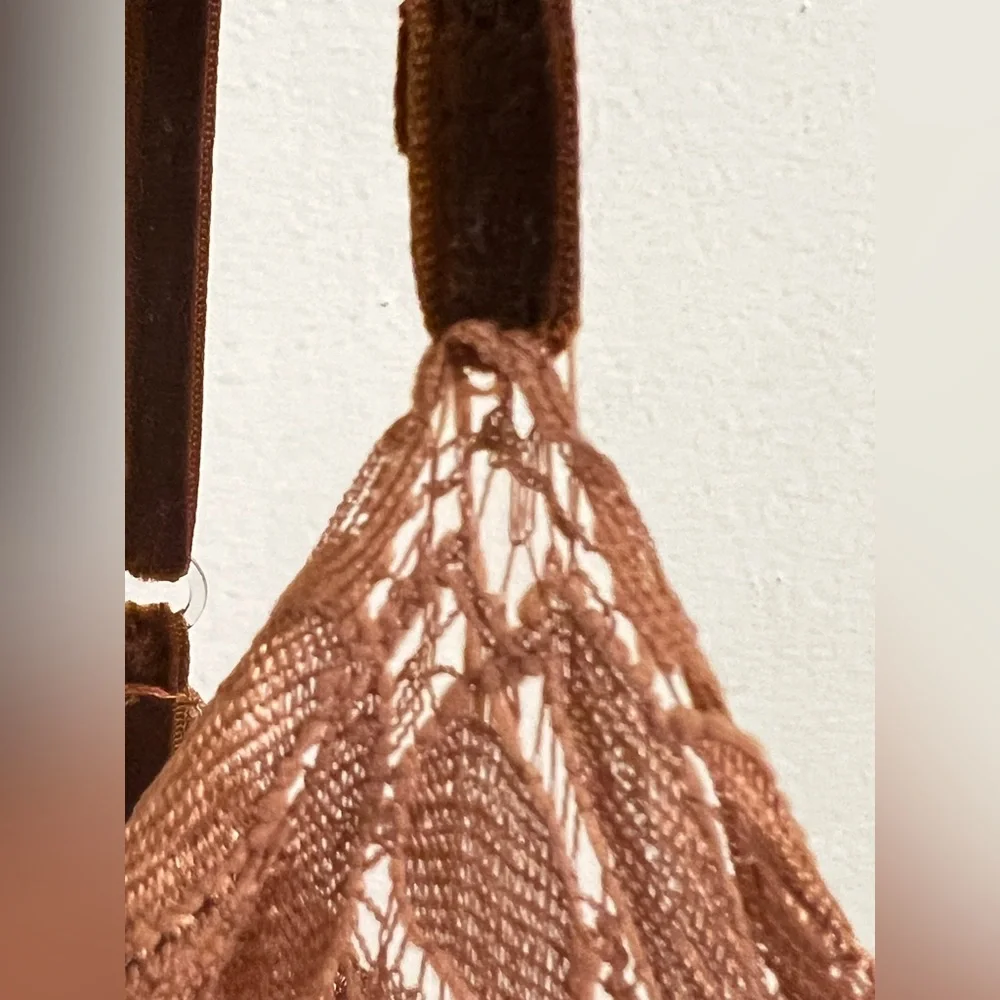 Vintage Delicates Velvet Feel Lace Nightgown Lingerie Slip Dress in Rich Brown - Picture 3 of 7